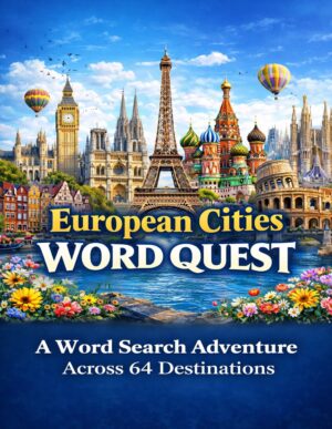 European Cities Word Quest – 64 Large Print Word Searches (Digital)