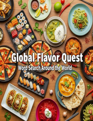 Global Flavor Quest – 64 Large Print Word Searches (Digital)