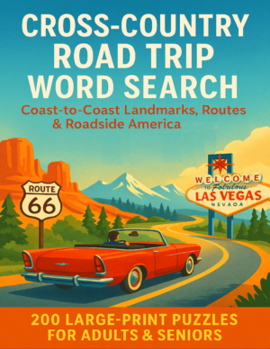 Cross-Country Road Trip Word Search – 200 Large Print Word Search Puzzles