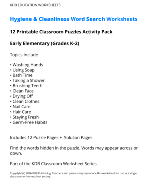 Hygiene & Cleanliness Worksheets – 12 Printable Health Activities (Grades K-2)