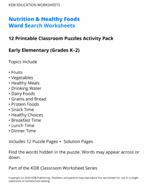 Nutrition & Healthy Foods Worksheets – 12 Printable Health Activities (Grades K-2)