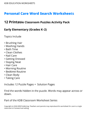 Personal Care Worksheets – 12 Printable Health Activities (Grades K-2)